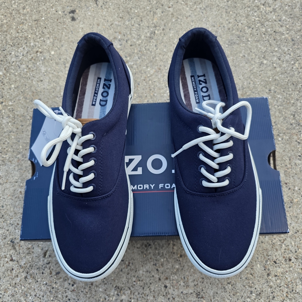 IZOD  Memory Foam Sneaker Blue and White Lace-Up Sneakers 12